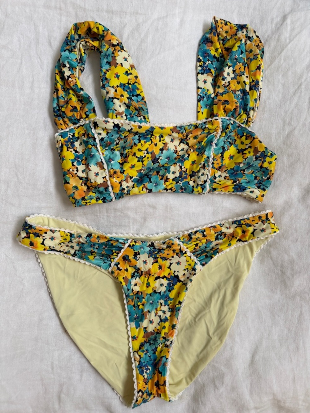 L*Space Floral Two-Piece Bikini Set in Yellow & Teal
